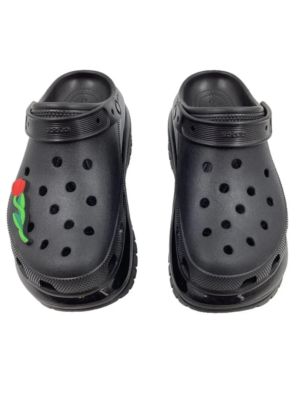 Crocs Classic Mega Crush Clogs Mens 11 Womens 12.5 Black Platform Slip On Shoes